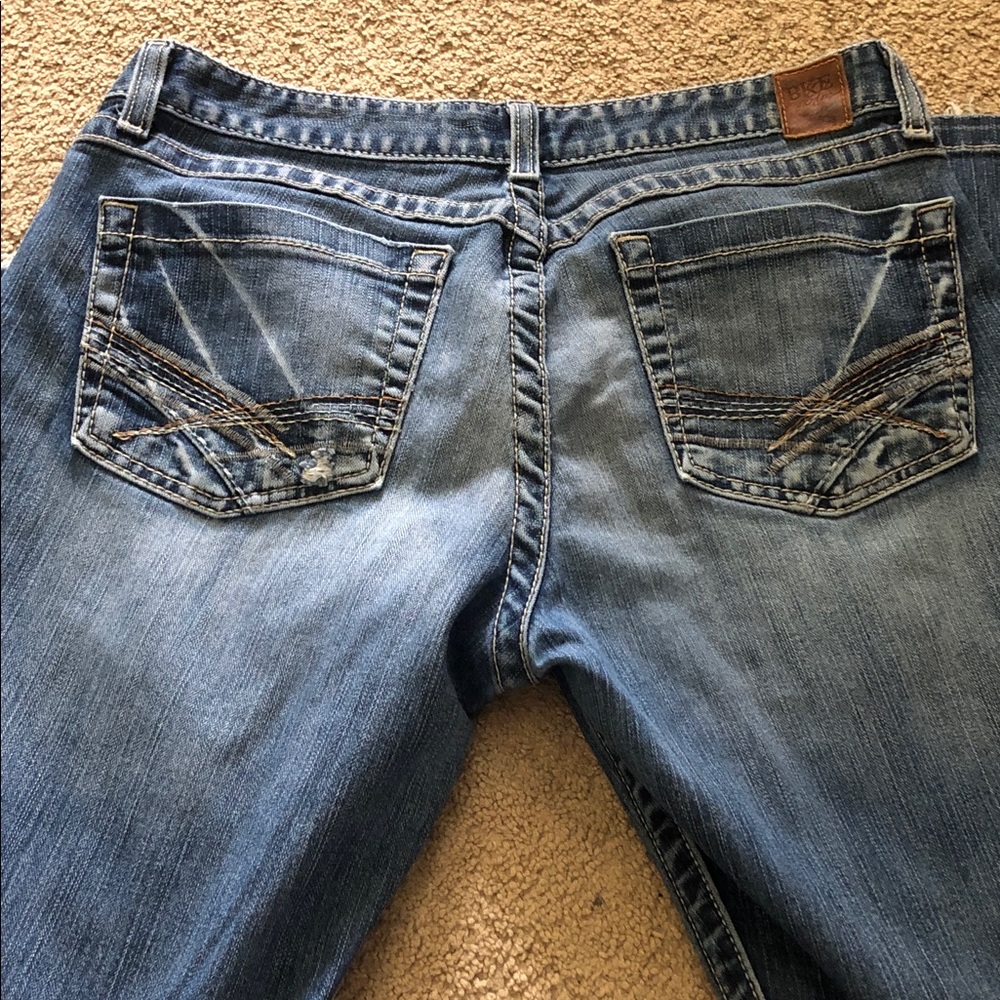 BKE Women's Light Blue Boot Cut Jeans with Embroidered Back Pockets